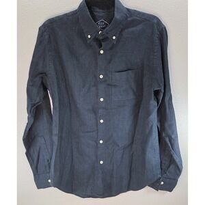 alex crane linen button down shirt mens medium blue minimalist coastal